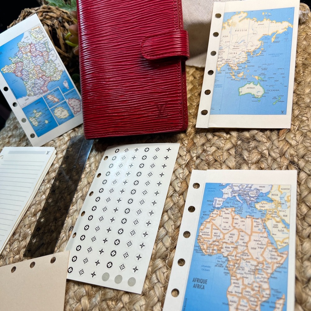 EXTREMELY RARE SET Red Epi Leather Louis Vuitton Planner Agenda